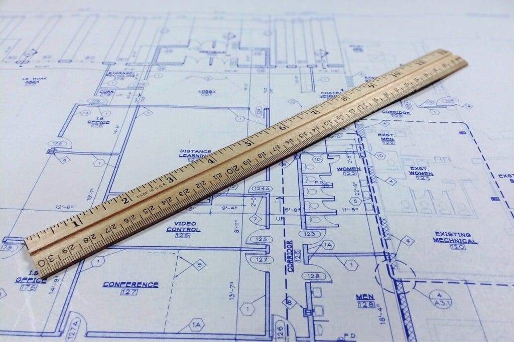 ruler on blueprint