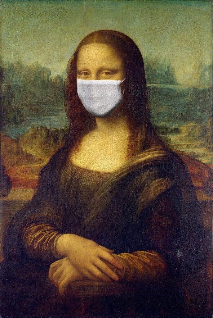 mona lisa wearing a mask