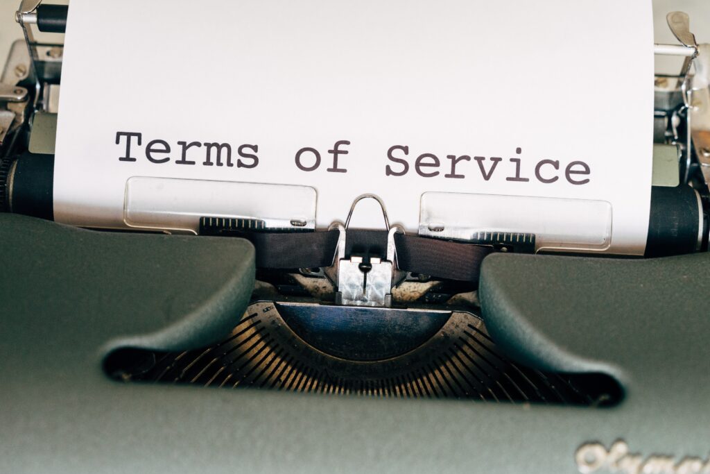 terms of service typewriter